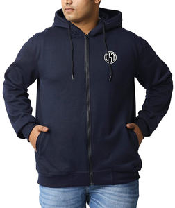 Sweat à capuche zippé en molleton mélangé de coton pour homme, haute qualité, confortable, séchage rapide, respirant, décontracté, motif uni - Product Image 1