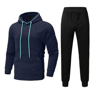 Bonne qualité 100% coton polaire hiver survêtements pour hommes écologique Fitness course ensemble coupe-vent respirant capuche chaud hiver - Product Image 1