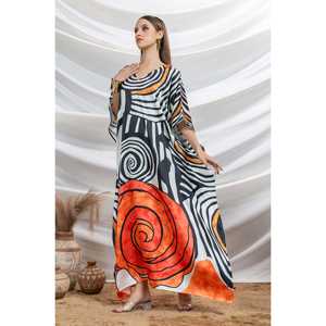 Vestido de dormir cómodo caftán de satén suave con giro monocromático para mujer - Product Image 6