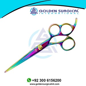 กรรไกรตัดผมมืออาชีพ 3 ห่วง 5.5 นิ้ว กรรไกรตัดผมช่างตัดผม ใบมีดคมกริบ สำหรับร้านเสริมสวย สีรุ้งหลากสี - Product Image 5