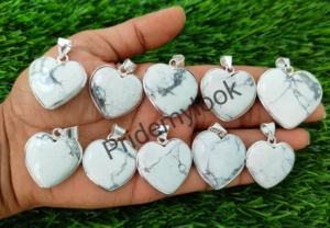 Pendentif de lunette Moissanite Howlite plaqué argent bohème à la mode breloque en laiton en forme de coeur à la mode pour les fêtes d'enfants - Product Image 4