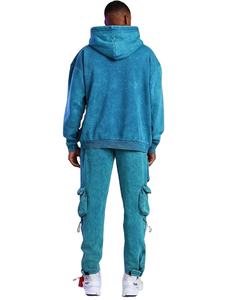 Sudadera con Capucha y Pantalones Deportivos Extra Grandes para Hombre, Lavado Ácido, Hombros Caídos, Bolsillos Tipo Cargo, 100% Algodón Felpa para Invierno, Personalizados y de Alta Calidad - Product Image 2