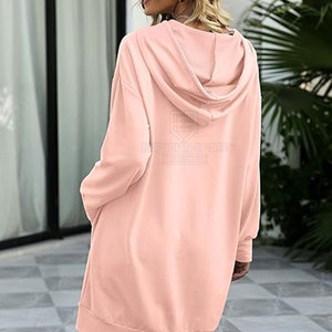 Sweat-shirts pour femmes, fabrication en usine, prix de gros, logo personnalisé, respirant, anti-boulochage, plus longs - Product Image 5