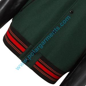 Veste de baseball simple personnalisée OEM, veste universitaire à manches en cuir véritable pour hommes, veste universitaire à la mode pour les écoles et les marques, veste universitaire unie en vrac - Product Image 4