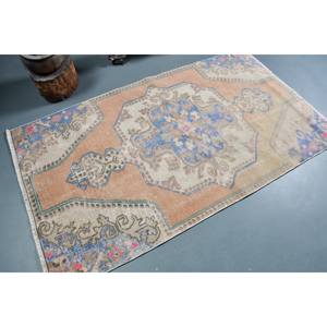 Tapis de Grande Surface Oriental Beige Bleu 3.7 X 6.5ft Tapis de Chambre Rectangle Turc en Laine avec Support en Latex pour Couloir de Salon - Product Image 2