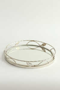 Plateaux de service de luxe en métal, poignée en forme de feuille, décoratifs pour la maison, plateaux à incrustation de marbre - Product Image 6