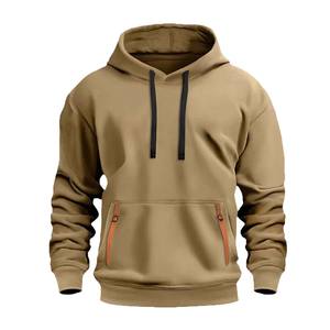 Personnalisé Automne Hiver Marron À Manches Longues Fermeture Éclair Alpaga Pull À Capuche Hommes Hoodies - Product Image 4