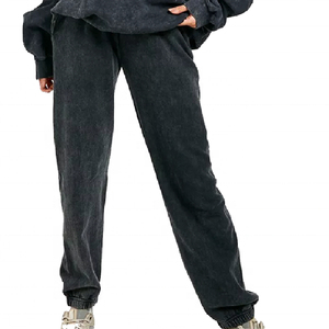 Conjunto de pantalones de chándal con capucha y lavado ácido de algodón de alta calidad para mujer, Jersey personalizado holgado para Otoño e Invierno - Product Image 2