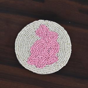 Sous-verre perlé en forme de lapin rose fait à la main cuisine Table à manger thé café porte-gobelet en gros décoratif boisson tapis tampons - Product Image 1