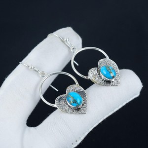 ชุดตัวเรือนสีเงิน925ที่สง่างามต่างหูห้อยอัญมณีต่างหูรักหลายสีสำหรับผู้หญิงของขวัญครบรอบทางศาสนา - Product Image 4