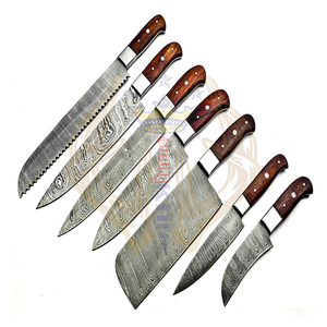 ชุดเชฟเหล็กดามัสกัส7ชิ้นทำด้วยมือมีดทำครัวญี่ปุ่นทำจากสเตนเลสหุ้มหนัง - Product Image 1