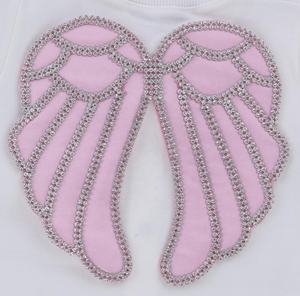 Alta calidad al por mayor 100% tela de algodón personalizado Rosa Ángel completo manga larga bambú tejido bebé mameluco conjunto niñas primavera carta - Product Image 3