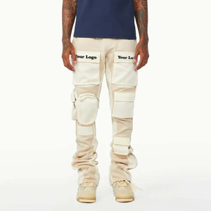 OEM Logo personnalisé Pantalons de survêtement évasés à poches cargo empilées de haute qualité pour hommes Pantalons cargo streetwear multi-poches personnalisés - Product Image 5