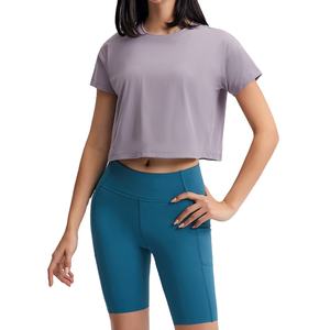 Top corto de algodón en blanco con estampado personalizado para mujer, Top corto de manga corta para mujer, camisetas de alta calidad - Product Image 5