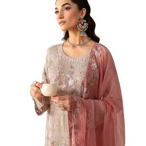 Trajes de fiesta Shalwar kameez para mujer en material de gasa de muy alta calidad con bordado muy fino Salwar kameez pakistaní - Product Image 1