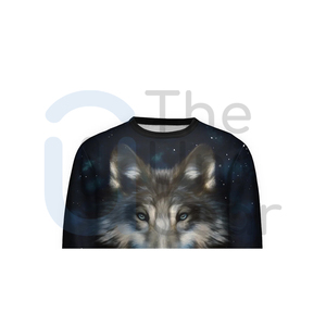 Plain Blank Pullover <b>Crewneck</b> Unisex Oversized Sweatshirt Wolf Print 2025 Sweatshirts Custom Logo Streetwear Couple Clothing - Product Image 2