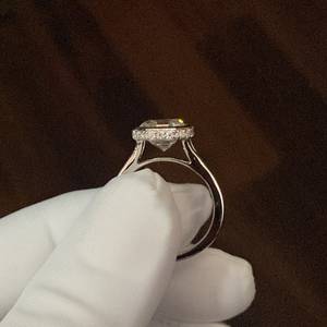 Bague Solitaire en diamant de luxe en argent Sterling 925 Original Moissanite Asscher Cut Halo bague mariée bijoux de mariage pour cadeau de fête - Product Image 5