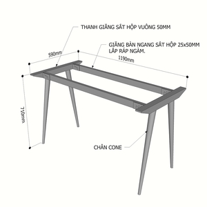 CONE Concept Assembled Iron <b>Table</b> Legs 120x60 Furniture <b>Covers</b> Model HCCO002 - Product Image 2