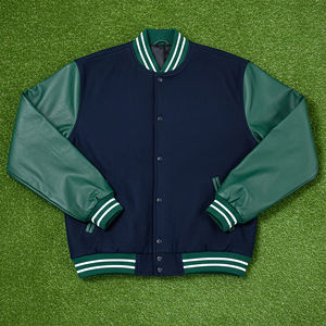 Chaqueta Varsity de Hombre, Estilo Vintage, Delgada, Verde, de Primavera, Personalizada, de Cuero, de Manga Larga y Alto Rendimiento - Product Image 5
