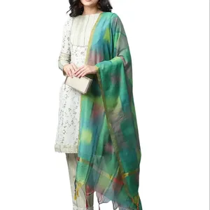 Pakaian wanita katun Reyon Kurtis terbaru desain modis Dupatta India Pakistan grosir