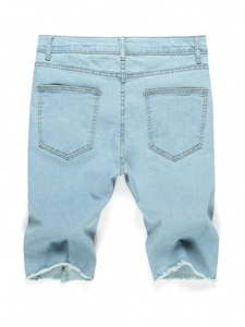 Custom High Quality Vintage Acid Washed Sun Faded <b>Baggy</b> Denim <b>Shorts</b> Solid Color High Street <b>Men's</b> Cargo Customized Denim <b>Shorts</b> - Product Image 2