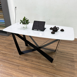 Rectangular <b>Dining</b> <b>Table</b> 140/160x80cm BA68117 with Sintered Stone Top and Powder-Coated Iron Legs Assembled Dinning <b>Table</b> - Product Image 4