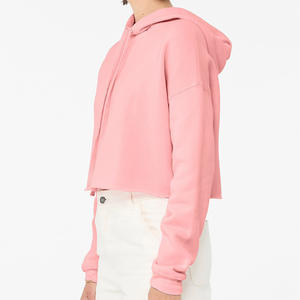 Sweat-shirt à capuche court en polaire pour femme, fermeture éclair intégrale, manches longues, style années 90, cordon de serrage, veste courte à capuche, épaules tombantes, respirant - Product Image 2