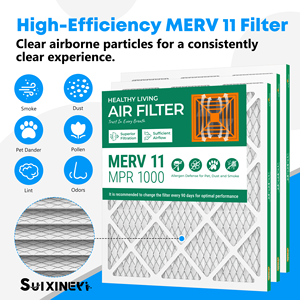 Filtre HVAC SUIXINEYI 24x24x1 MERV 11, filtre à air carré universel de remplacement pour fournaise, climatisation centrale, bloque la poussière, la fumée et les poils d'animaux - Product Image 2