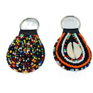 พวงกุญแจลูกปัดทำมือประดับเปลือกหอยสไตล์แอฟริกันดั้งเดิม ลูกปัดหลากสีสัน ดีไซน์เอกลักษณ์แบบชนเผ่า สำหรับกระเป๋าและของขวัญ - Product Image 4