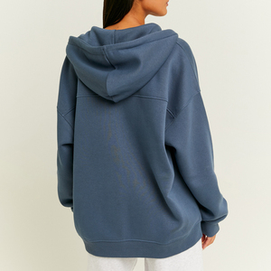 Vente chaude nouveau arrivé 100% coton polaire Streetwear veste zippée haute qualité surdimensionné respirant poids lourd femmes sweats à capuche - Product Image 5