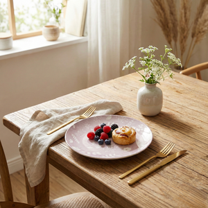 Ensemble de 6 assiettes à dîner Dahlia, 10,8 pouces, nouveau design, style nordique, fond plat, vaisselle en céramique pour les fêtes, les mariages, les hôtels - Product Image 4