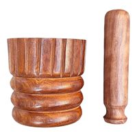 Mortier et pilon en bois Mart pour cuisine Hamam Dasta Okhali Musal Kharal Khalbatta gingembre ail épices presse-purée