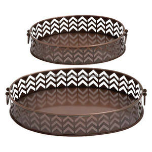 ถาดโลหะชุบสังกะสีทรงกลมถาดสีทองขนาดเล็กสำหรับตกแต่งบ้านทันสมัย - Product Image 3