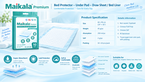 Maikala Ultra Disposable Incontinence Underpads 60x90cm High Absorbency Waterproof <b>Bed</b> Sheet - Product Image 3