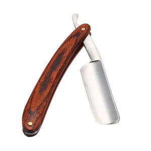 Maquinilla de afeitar recta de peluquero de acero inoxidable de alta calidad para afeitar maquinilla de afeitar con mango de madera de un solo borde - Product Image 2