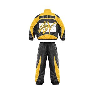 Ensemble coupe-vent OEM personnalisé en usine avec logo brodé réfléchissant, veste légère en polyester/nylon zippée, grande taille, imperméable - Product Image 3