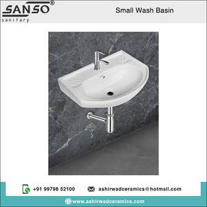 Évier mural en céramique blanche brillante de haute qualité, style design moderne, bassin ovale monté à un trou pour un usage domestique Énorme demande - Product Image 2