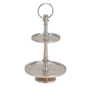 ที่วางคุ้กกี้ที่วางเค้ก2ชั้นทำจากอะลูมิเนียมโลหะทรงกลม - Product Image 3