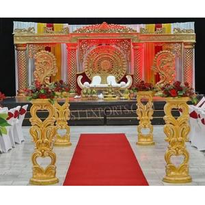 Piliers modernes en fibre pour la décoration d'allée de mariage Dernières décorations de passerelle pour les mariages sri-lankais Décorations de passerelle d'événement - Product Image 1