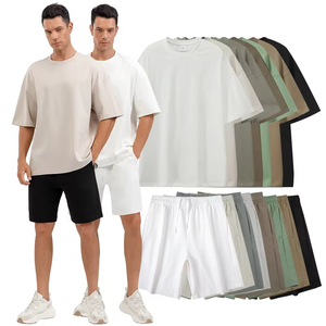 Vente en gros 2 pièces ensemble de survêtement décontracté pour hommes short confortable en coton épais coupe ample à la mode - Product Image 2