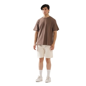 Premium <b>Men</b> Mocha Colour 100% Cotton Blank Drop Shoulder Ribbed Neck T <b>Shirt</b> for Sale With Custom Logo <b>Men</b> Low MOQ T <b>Shirts</b> - Product Image 1