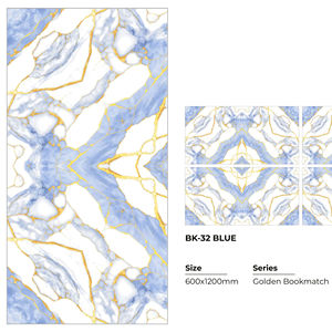 Carreaux en porcelaine brillants finition marbre doré 600x1200mm Vitrifiés Antibactériens Résistants à l'usure pour usage intérieur Hôtels - Product Image 1