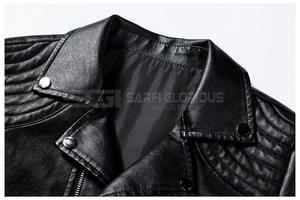 Nueva chaqueta de cuero de Estilo Vintage para hombre de la mejor venta hecha a medida con cuello levantado y tela vaquera teñida lisa - Product Image 2