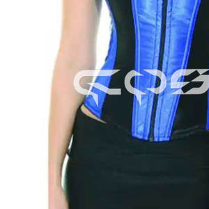 Haut de corset en satin bleu noir avec fermeture éclair sur le devant - Product Image 5
