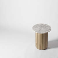 Table basse extensible en bois de manguier avec plateau en pierre et bois, design flûte, mobilier scandinave moderne pour la maison