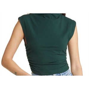 Reformation Lindy - Top corto fruncido de punto para mujer, color verde bosque, talla pequeña - Product Image 2
