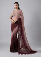Sari en Georgette de Haute Qualité, Pré-Cousu, Prêt à Porter, avec Blouse pour les Fêtes de Mariage, Broderie Séquencée, Robe pour Femmes