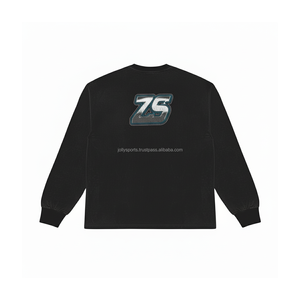 Sudadera de mezcla de algodón pesado GSM 320 de alta calidad, tela negra cómoda con sudadera básica con estampado de soplo - Product Image 2