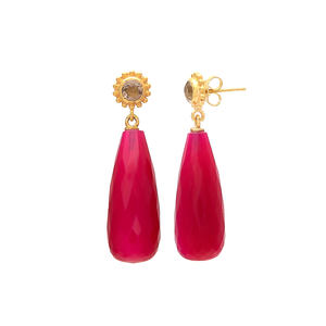 New Arrival Colourful Earrings with Fuchsia Chaceldony Gemstone Earring Classic Design for Women and Girl by Gemstone - Product Image 2
