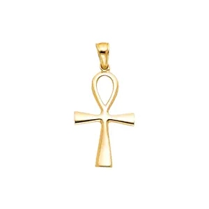 Luxe 14k Yellow Gold Plated Egyptian Ankh Elegant Cross Charm Pendant Fine Gold Pendant Spiritual Jewelry